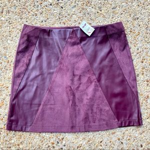 NWT Vegan Cato Faux Leather & Suede Elderberry Color Mini Skirt Size L